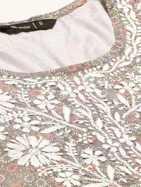 chikankari straight kurti - 17733988 - Standard Image - 3