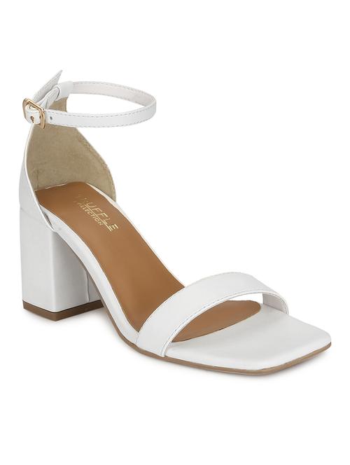 white pu ankle strap sandals - 17734136 -  Standard Image - 0