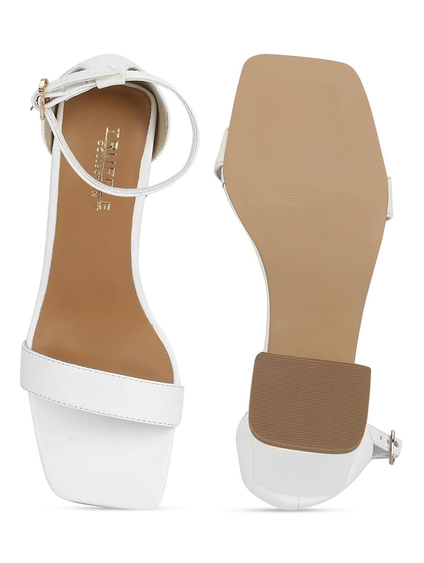 white pu ankle strap sandals - 17734136 -  Standard Image - 3