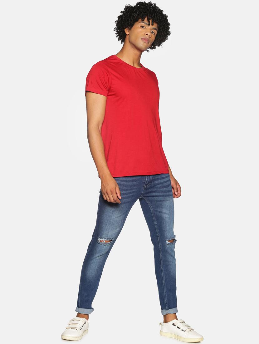 blue light washed slashed knee denim jeans - 17734193 - Standard Image - 3