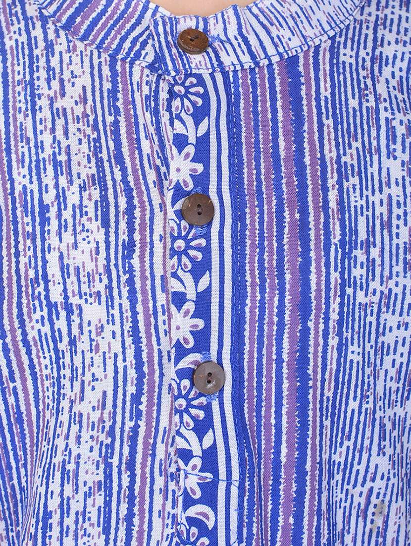 mandarin neck printed kurta with pajama set  - 17734382 -  Standard Image - 3