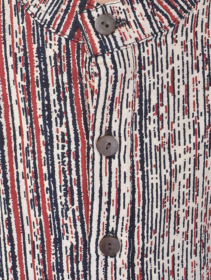 mandarin neck printed kurta with pajama set  - 17734384 -  Standard Image - 3