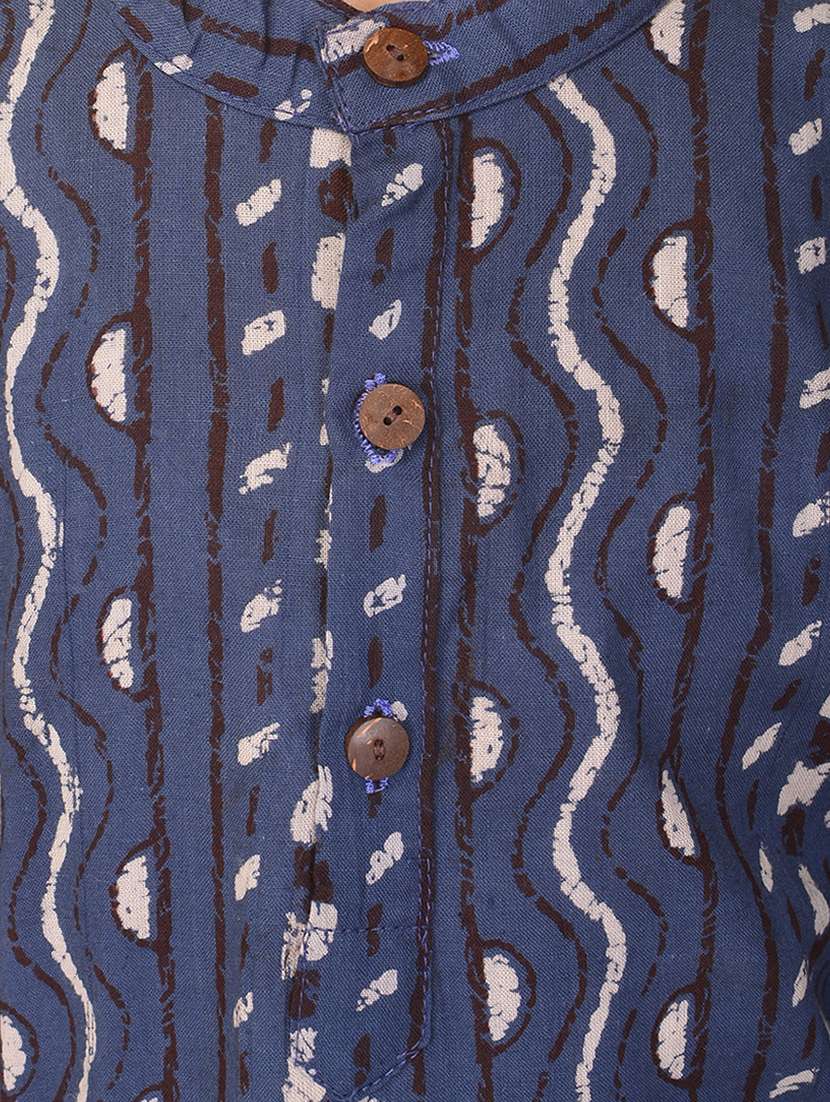 mandarin neck printed kurta with pajama set  - 17734387 -  Standard Image - 3