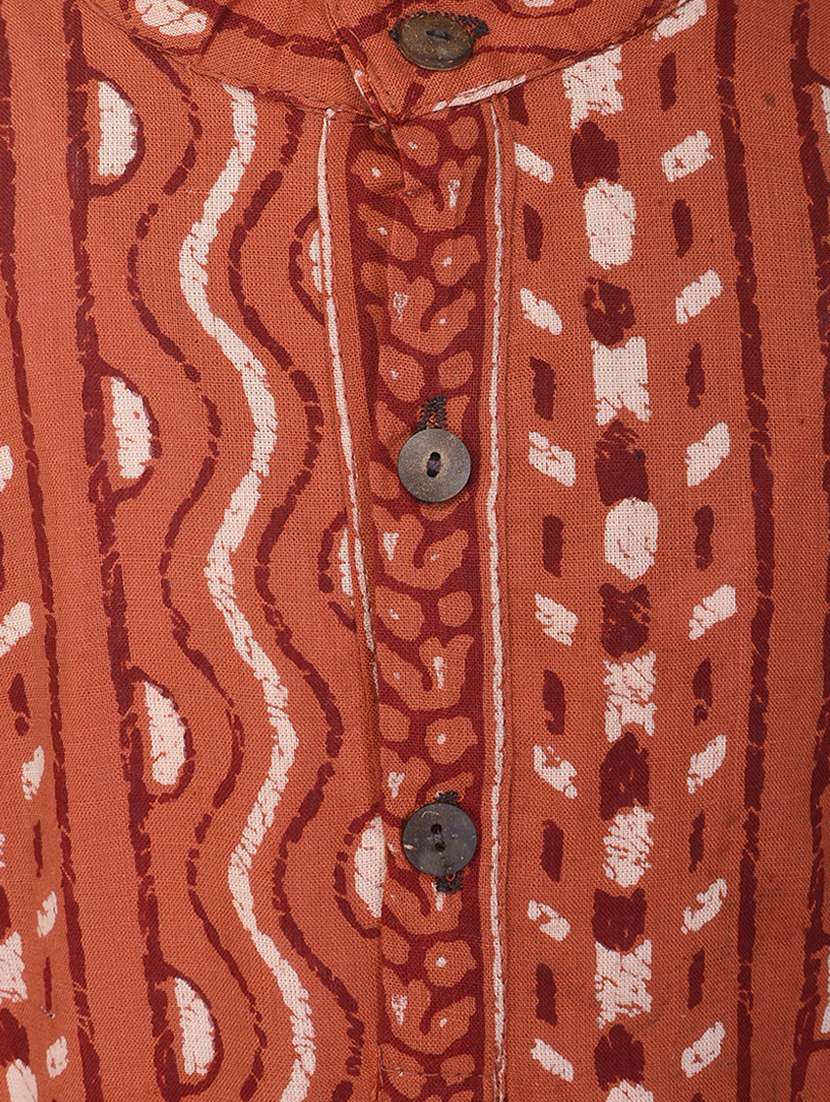 mandarin neck printed kurta with pajama set  - 17734388 -  Standard Image - 3