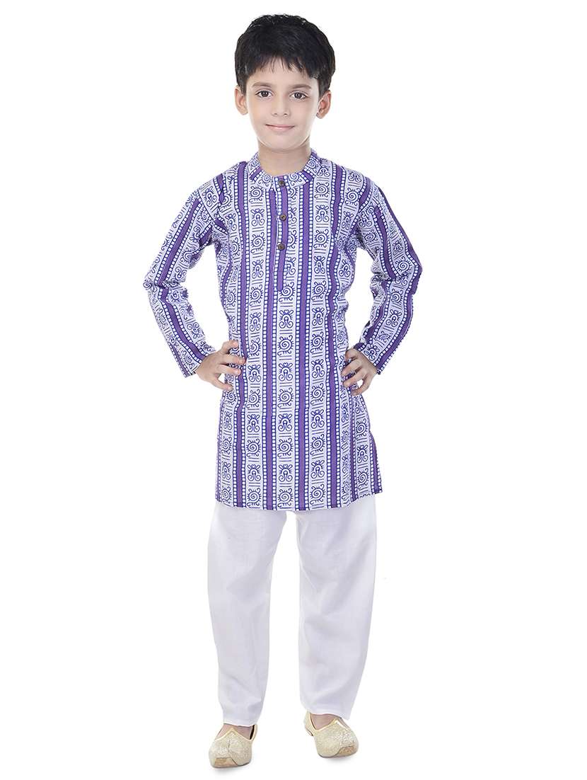 mandarin neck printed kurta with pajama set 