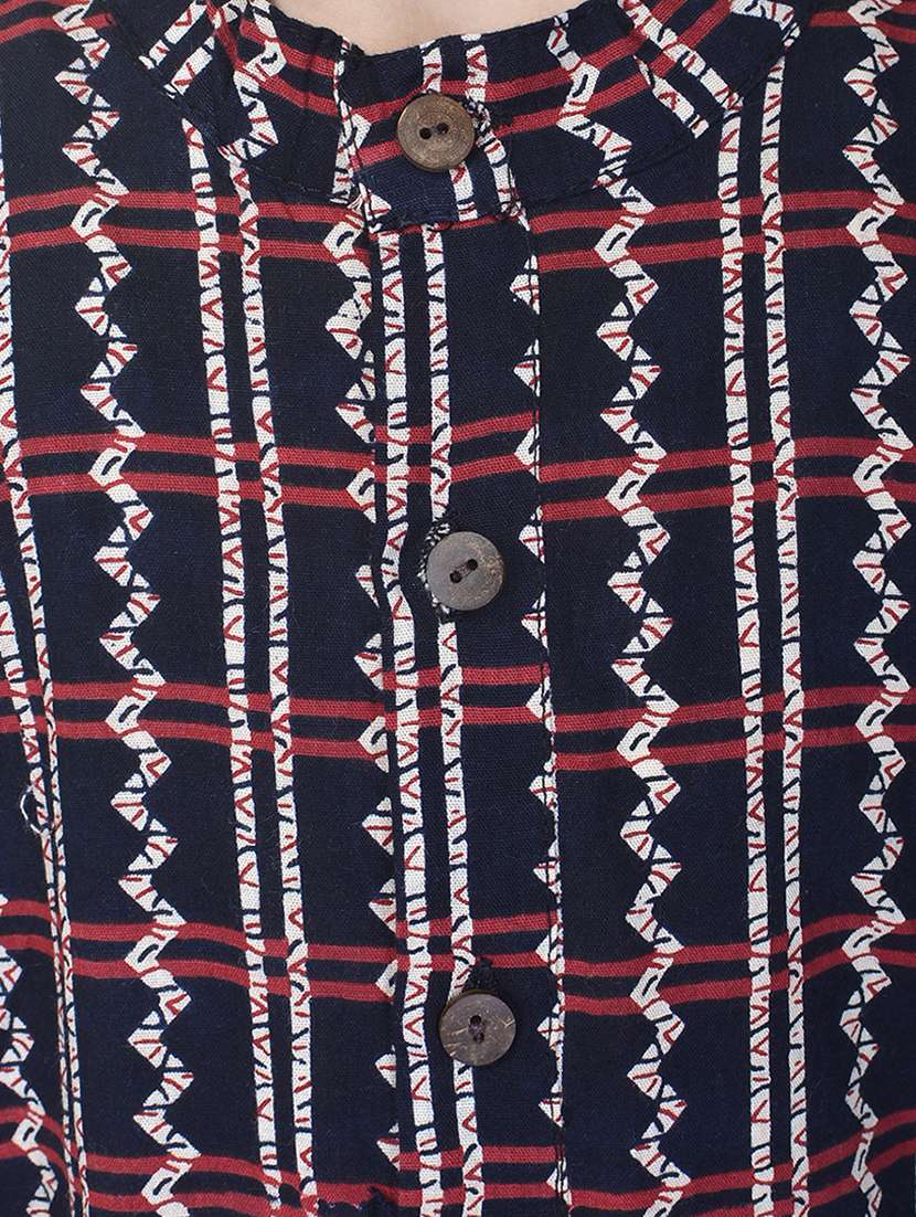 mandarin neck printed kurta with pajama set  - 17734394 -  Standard Image - 3