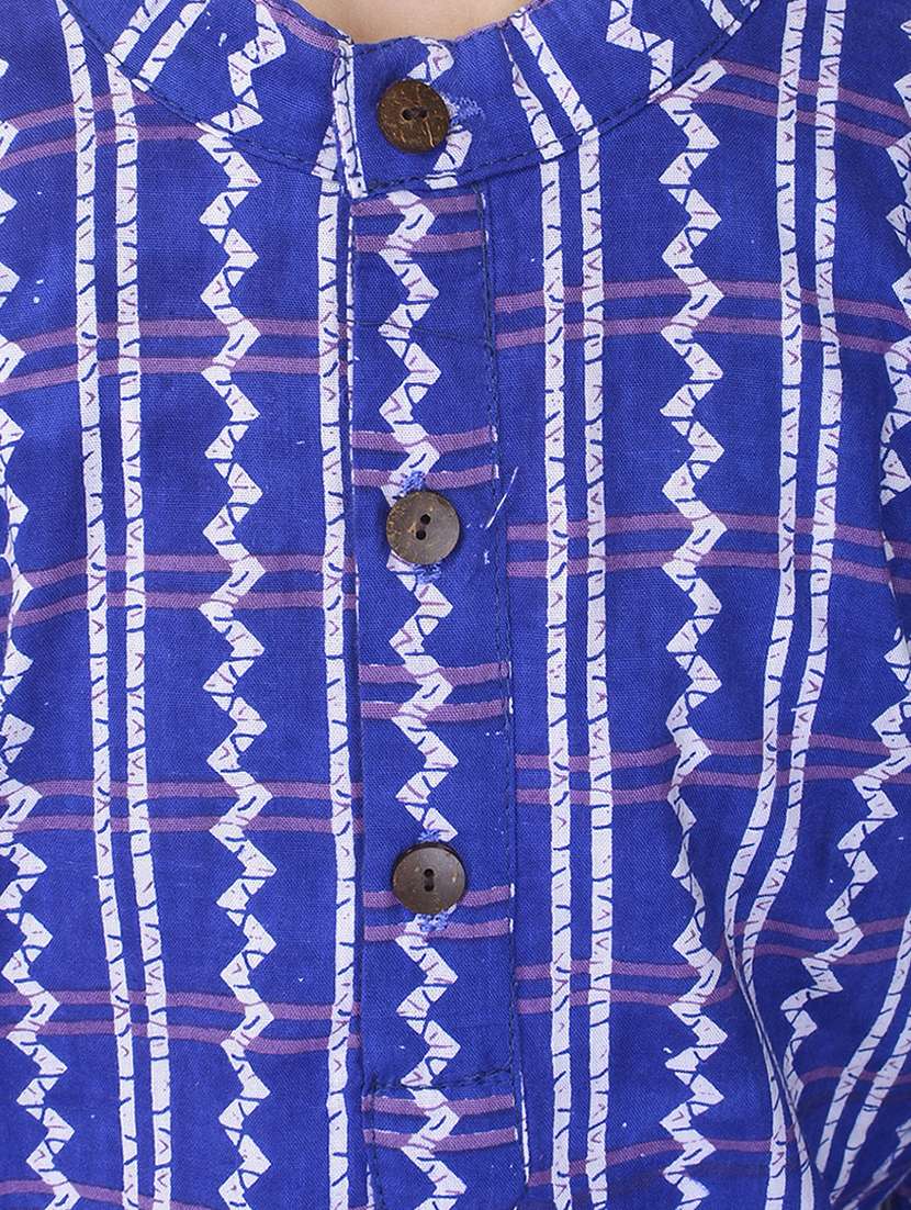 mandarin neck printed kurta with pajama set  - 17734395 -  Standard Image - 3