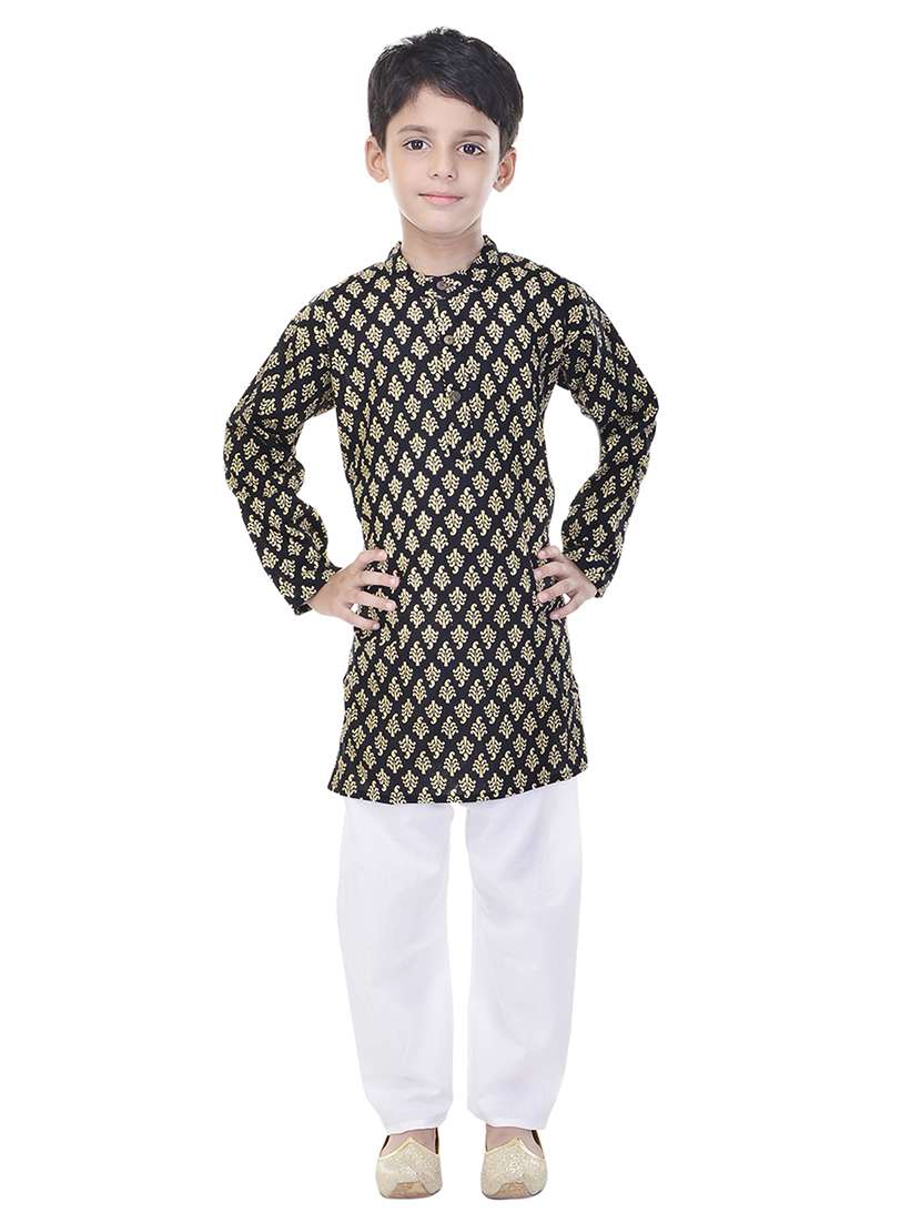 mandarin neck printed kurta with pajama set 