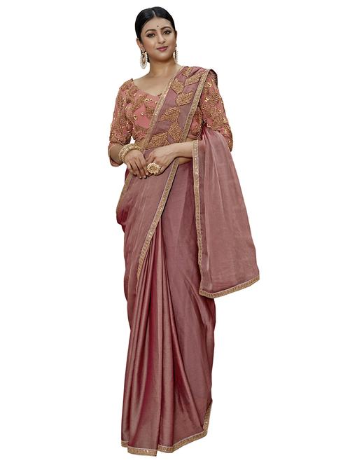 zari embroidered ready made saree with blouse - 17734580 - Standard Image - 0