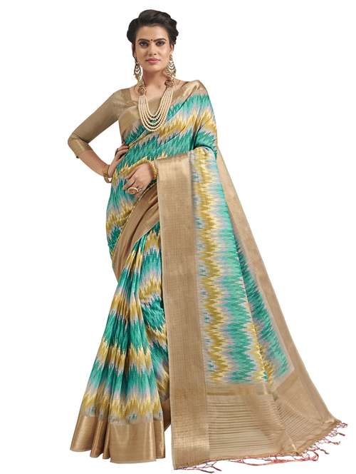 ikat printed saree with blouse - 17734598 - Standard Image - 0