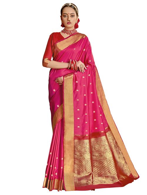 magenta art silk paithani saree with blouse - 17734624 -  Standard Image - 0