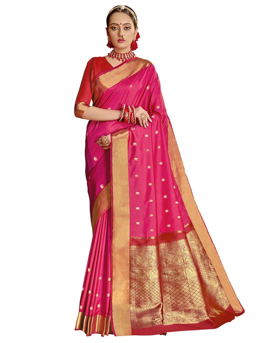 magenta art silk paithani saree with blouse - 17734624 -  Zoom Image - 0