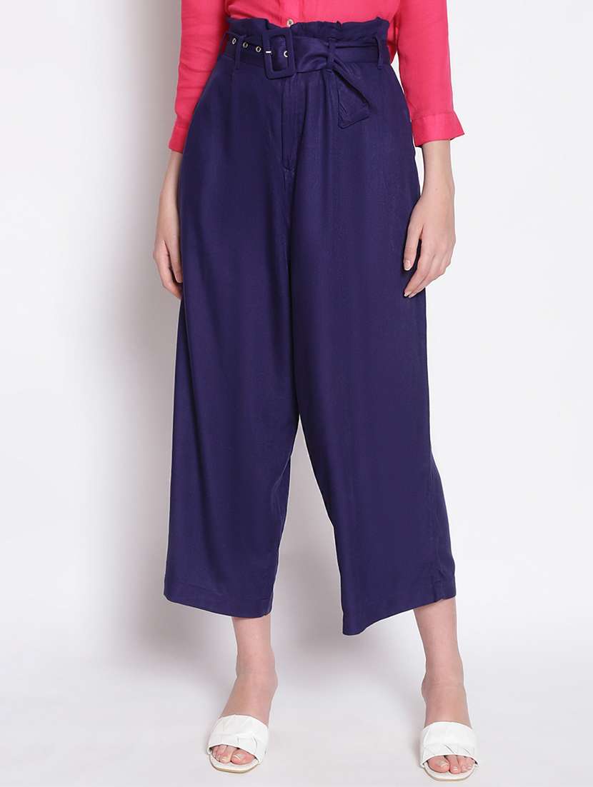 dark blue viscose trousers