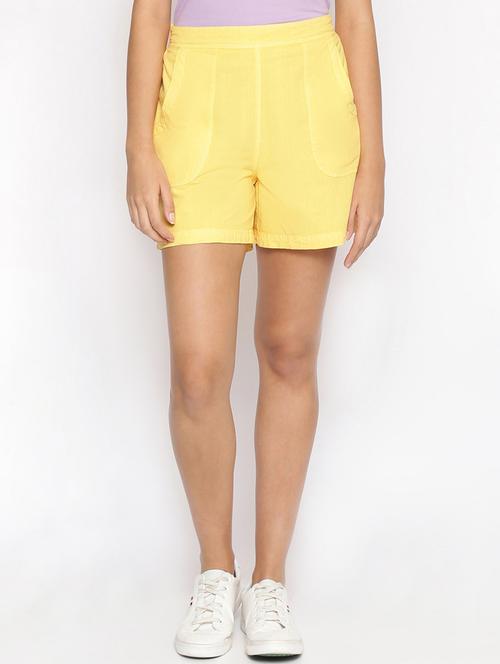 yellow cotton regular shorts - 17735906 -  Standard Image - 0