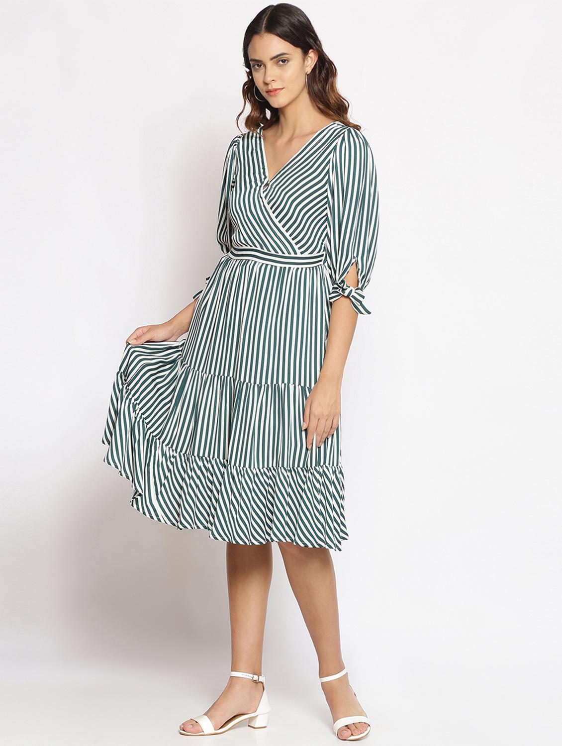 women's wrap striped dress - 17735927 - Standard Image - 3