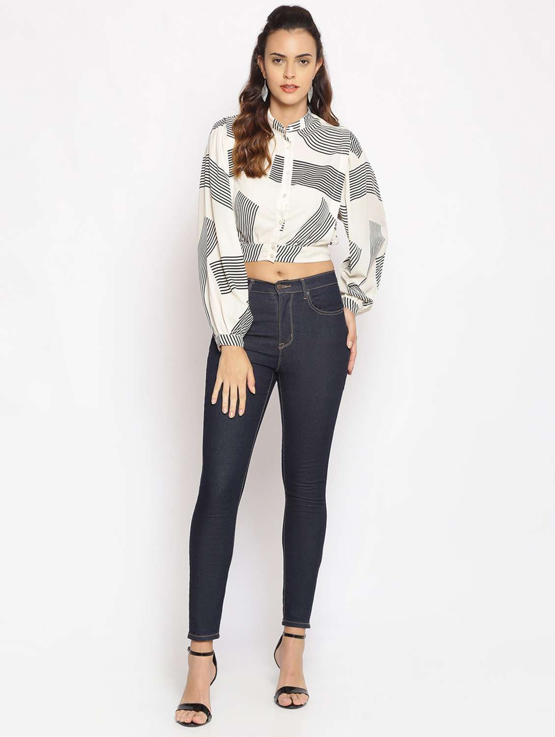 beige polyester crop shirt - 17735936 -  Standard Image - 3