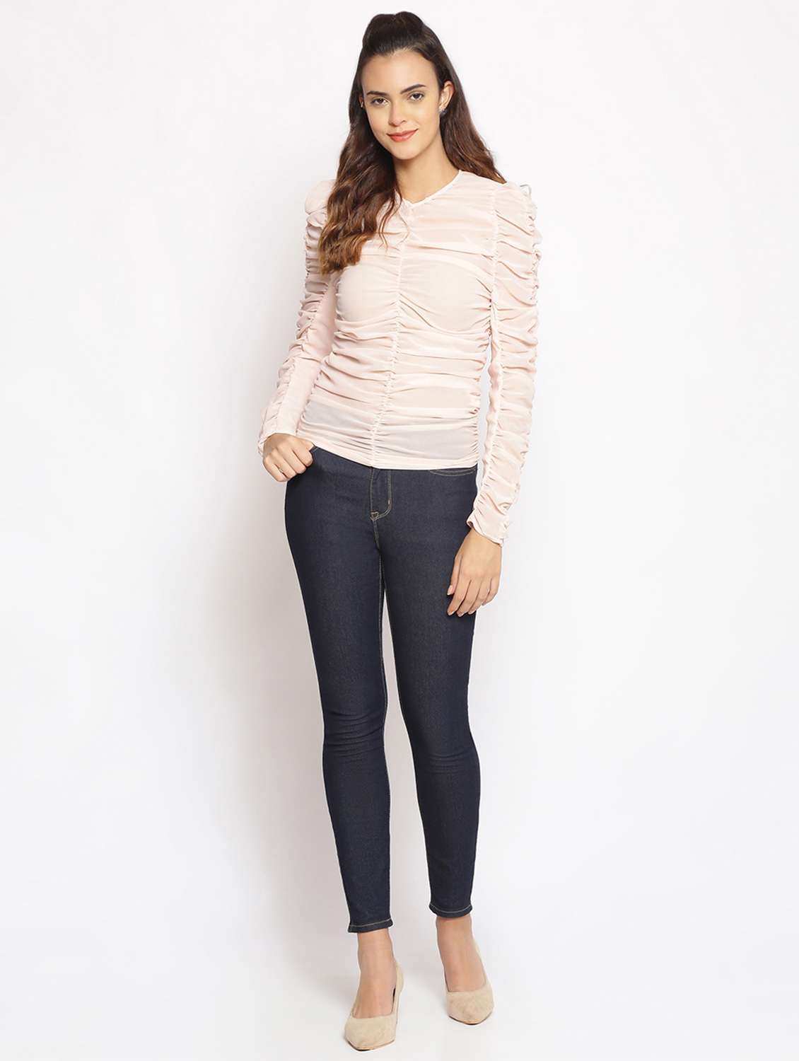 women's straight v neck top - 17735958 - Standard Image - 3
