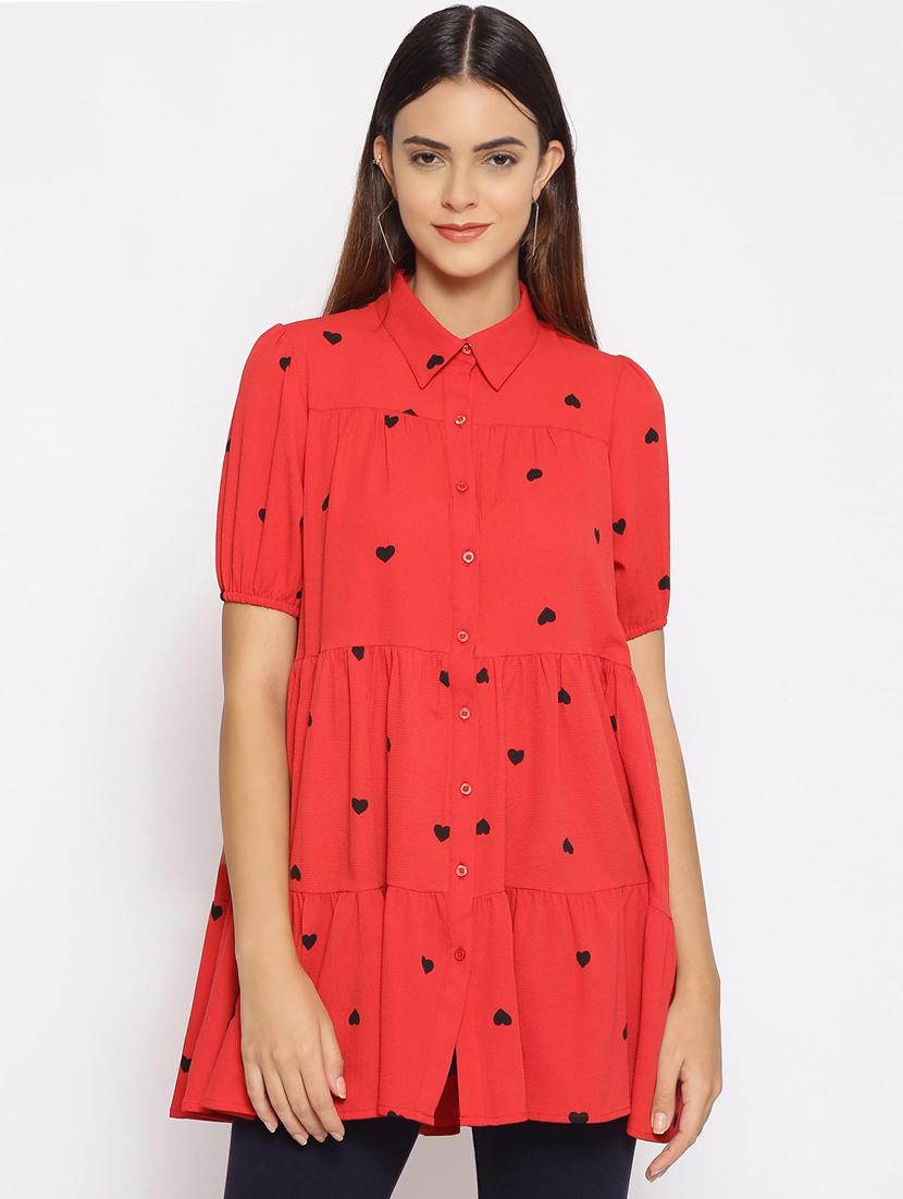 puff sleeved polka dot tunic - 17735977 -  Zoom Image - 0