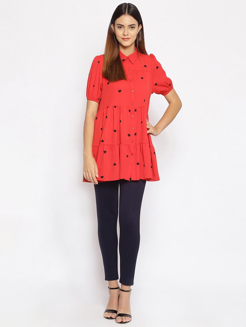 puff sleeved polka dot tunic - 17735977 - Standard Image - 3