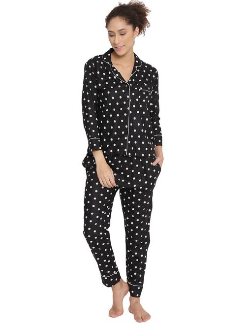 black polka dot nightwear pajama set - 17736087 - Standard Image - 0