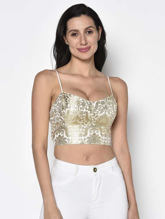 beige printed bralette bra - 17737039 -  Zoom Image - 0