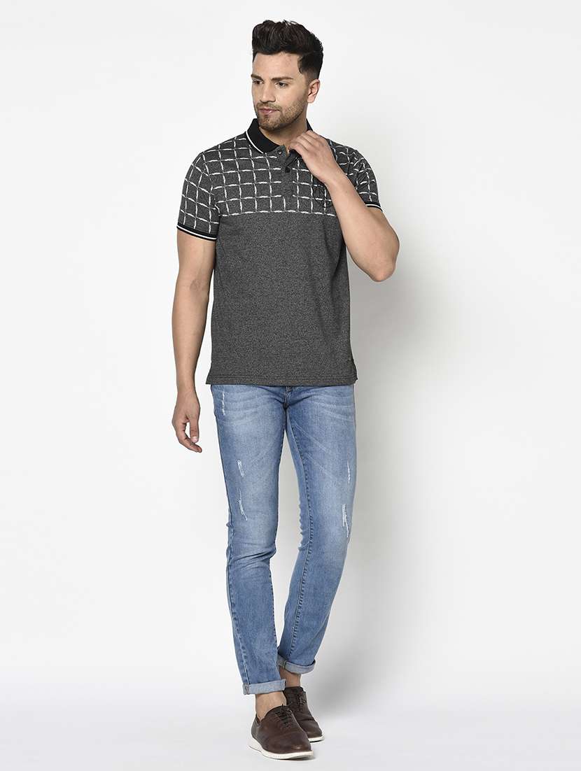 grey printed polo t-shirt - 17737381 -  Standard Image - 3