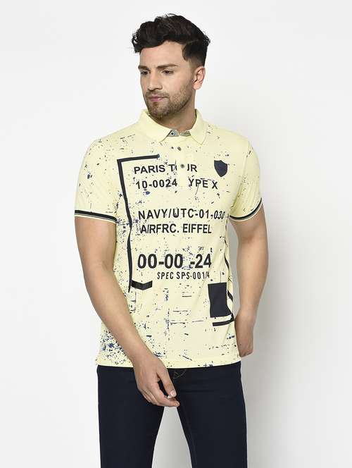 yellow printed polo t-shirt - 17737382 - Standard Image - 0