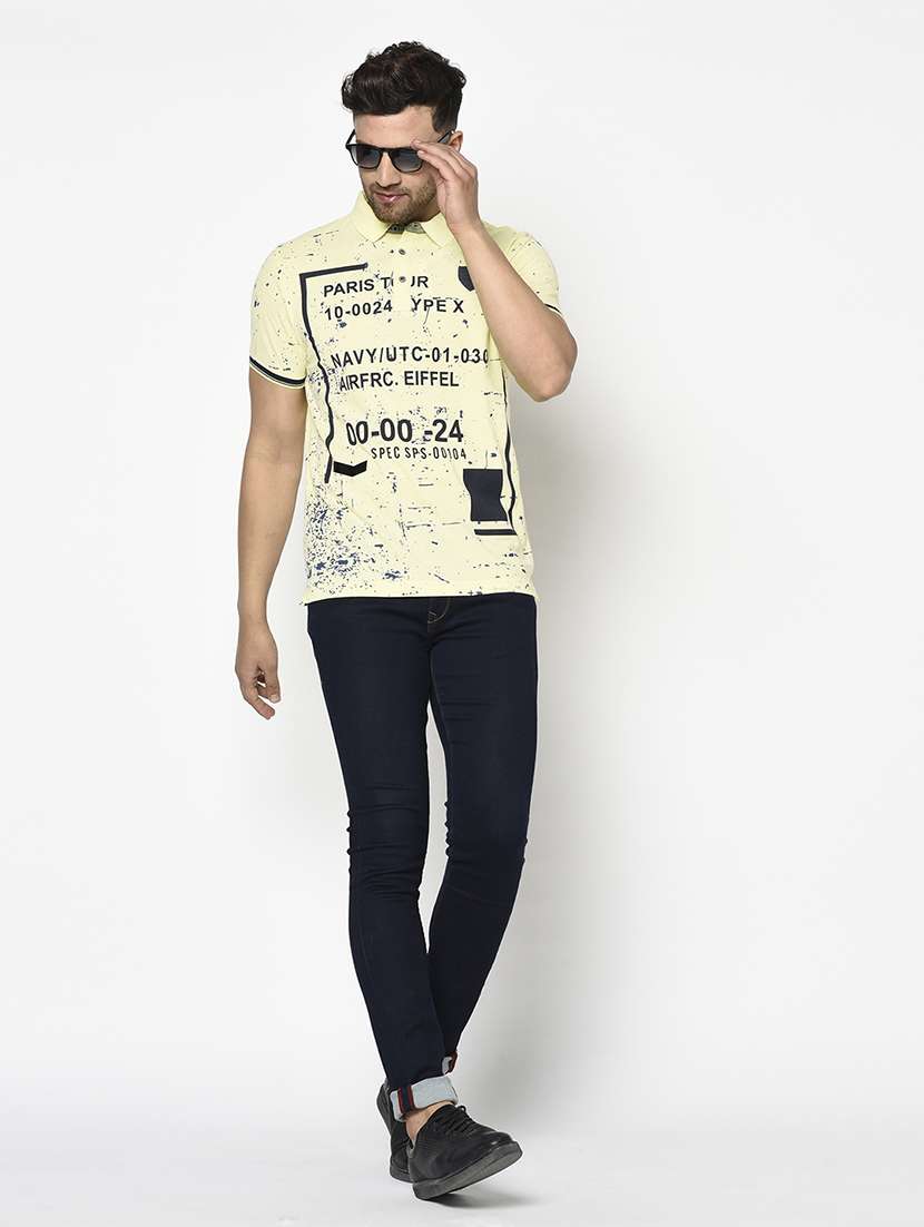 yellow printed polo t-shirt - 17737382 - Standard Image - 3