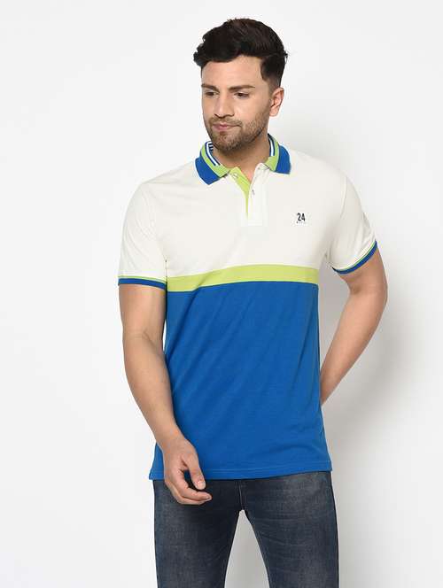 off white color block polo t-shirt - 17737396 -  Standard Image - 0