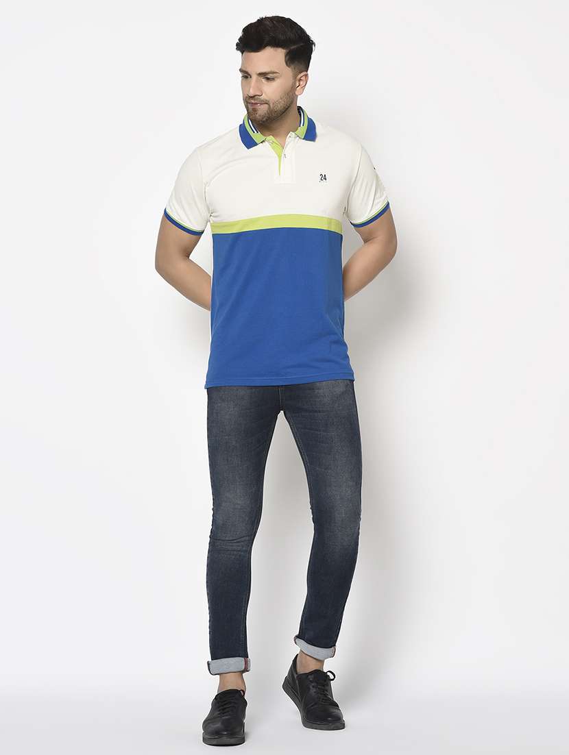 off white color block polo t-shirt - 17737396 - Standard Image - 3