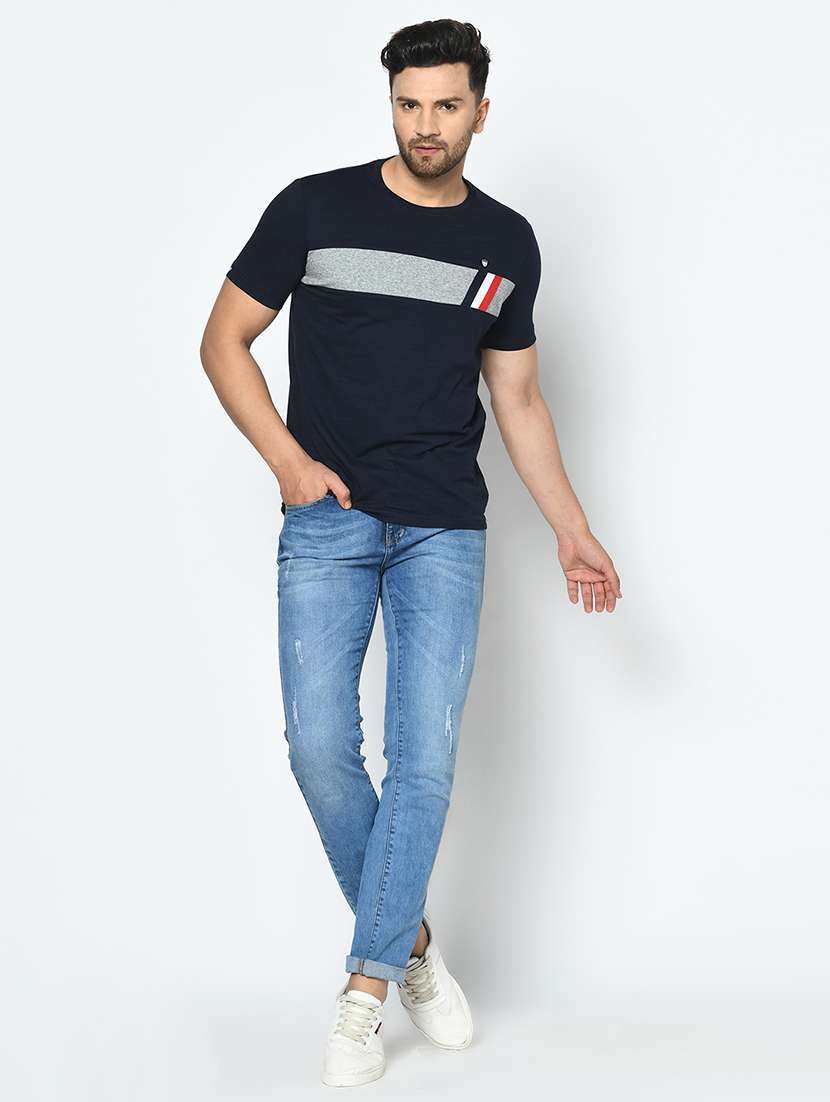 navy blue cut & sew t-shirt - 17737410 -  Standard Image - 3