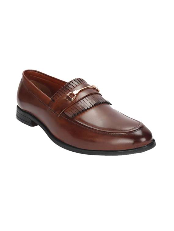 brown patent leather slip on loafers