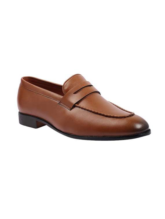 brown patent leather handicraft loafers