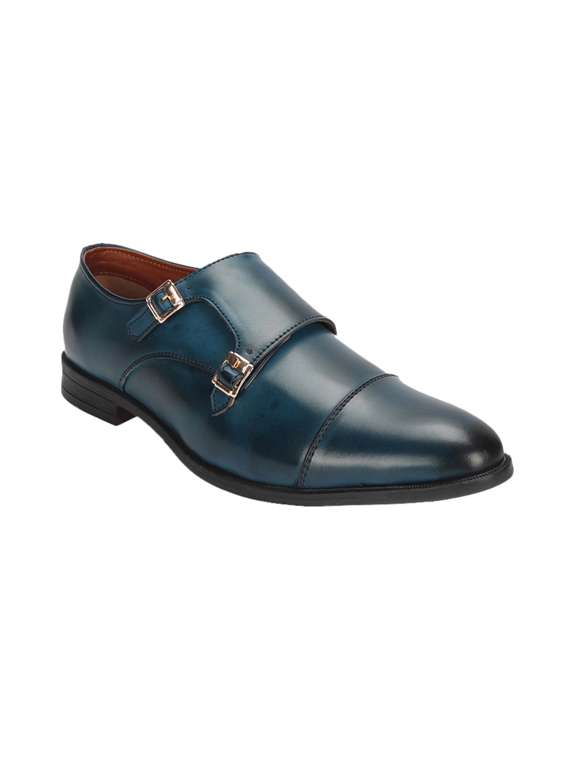 blue patent leather slip on monk straps