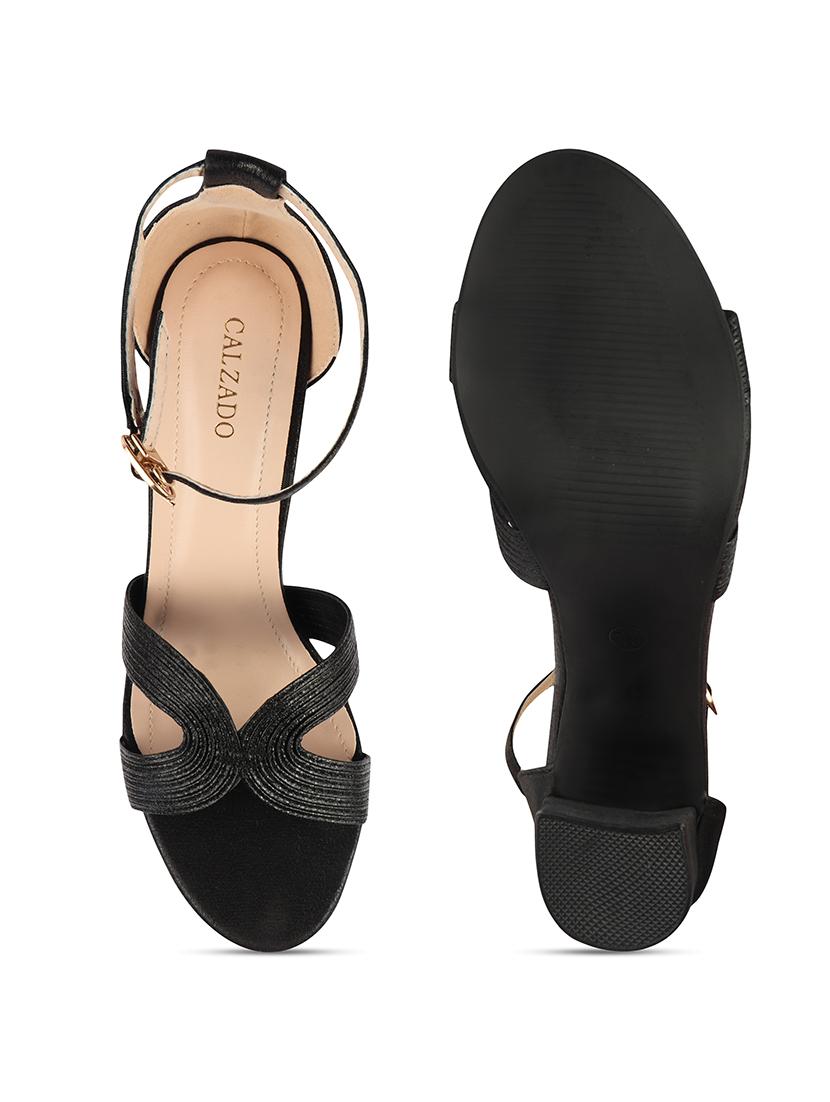 black synthetic back strap sandals - 17737481 - Standard Image - 3