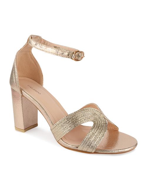gold synthetic back strap sandals - 17737483 -  Standard Image - 0