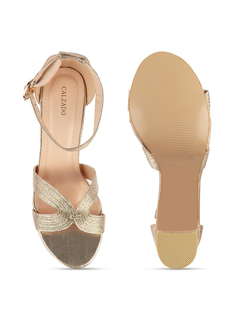 gold synthetic back strap sandals - 17737483 - Standard Image - 3