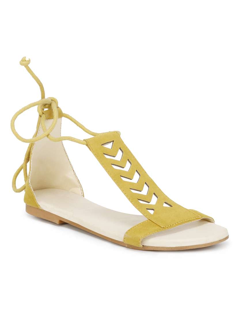 yellow velvet laceup sandals - 17737645 - Zoom Image - 0