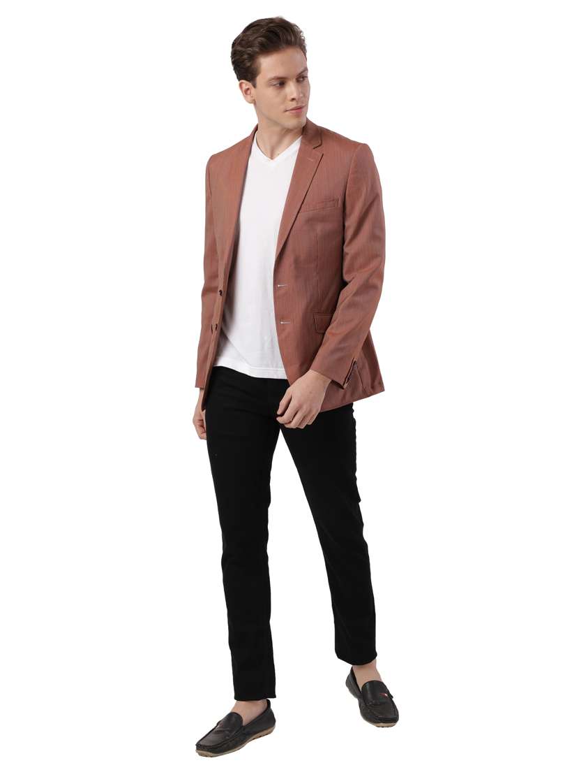 rust striped single breasted formal blazer - 17737933 -  Standard Image - 3