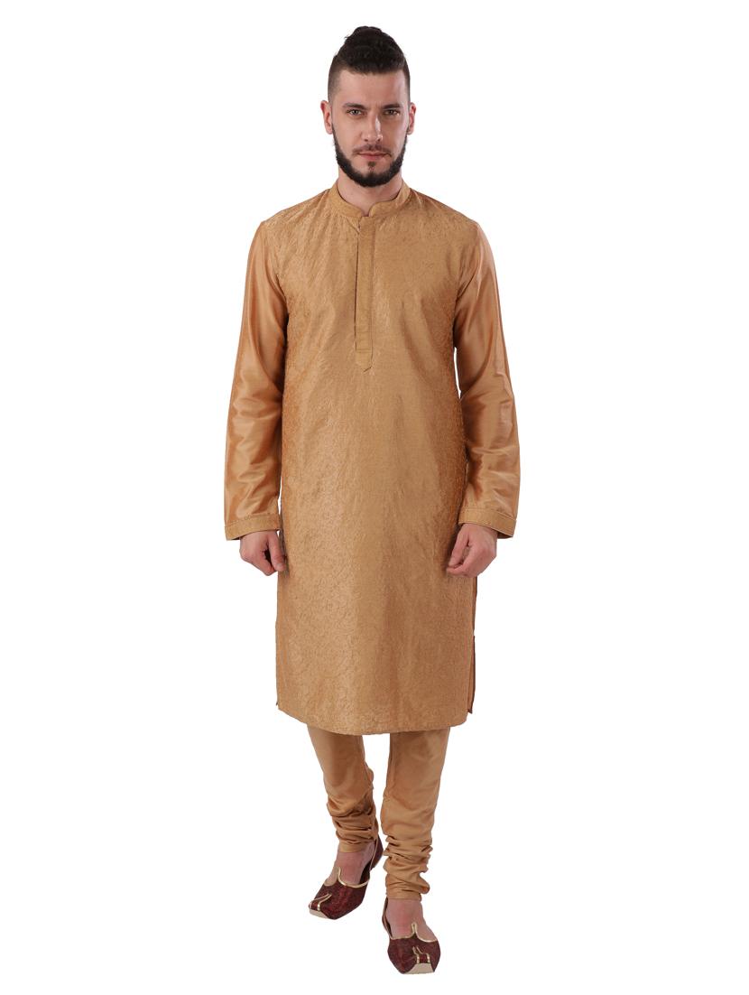 beige embroidered long kurta - 17737992 - Zoom Image - 0