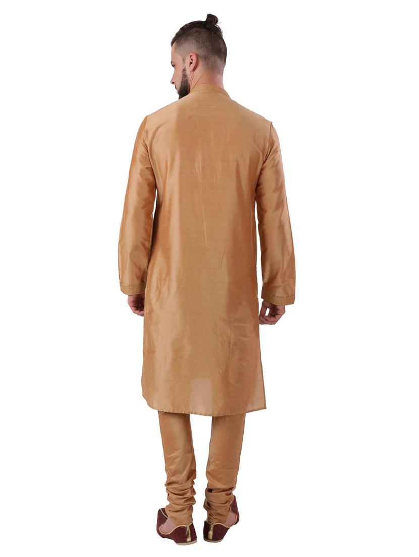 beige embroidered long kurta - 17737992 - Standard Image - 3