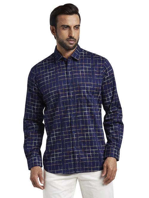blue checkered casual shirt - 17738010 - Standard Image - 0