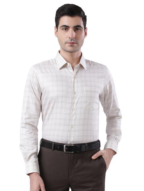 cream checkered formal shirt - 17738029 - Standard Image - 0