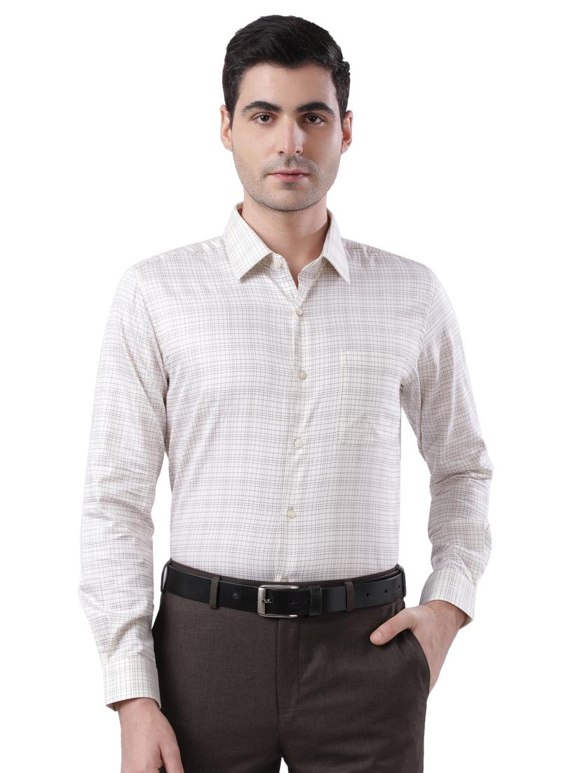 cream checkered formal shirt - 17738029 - Zoom Image - 0