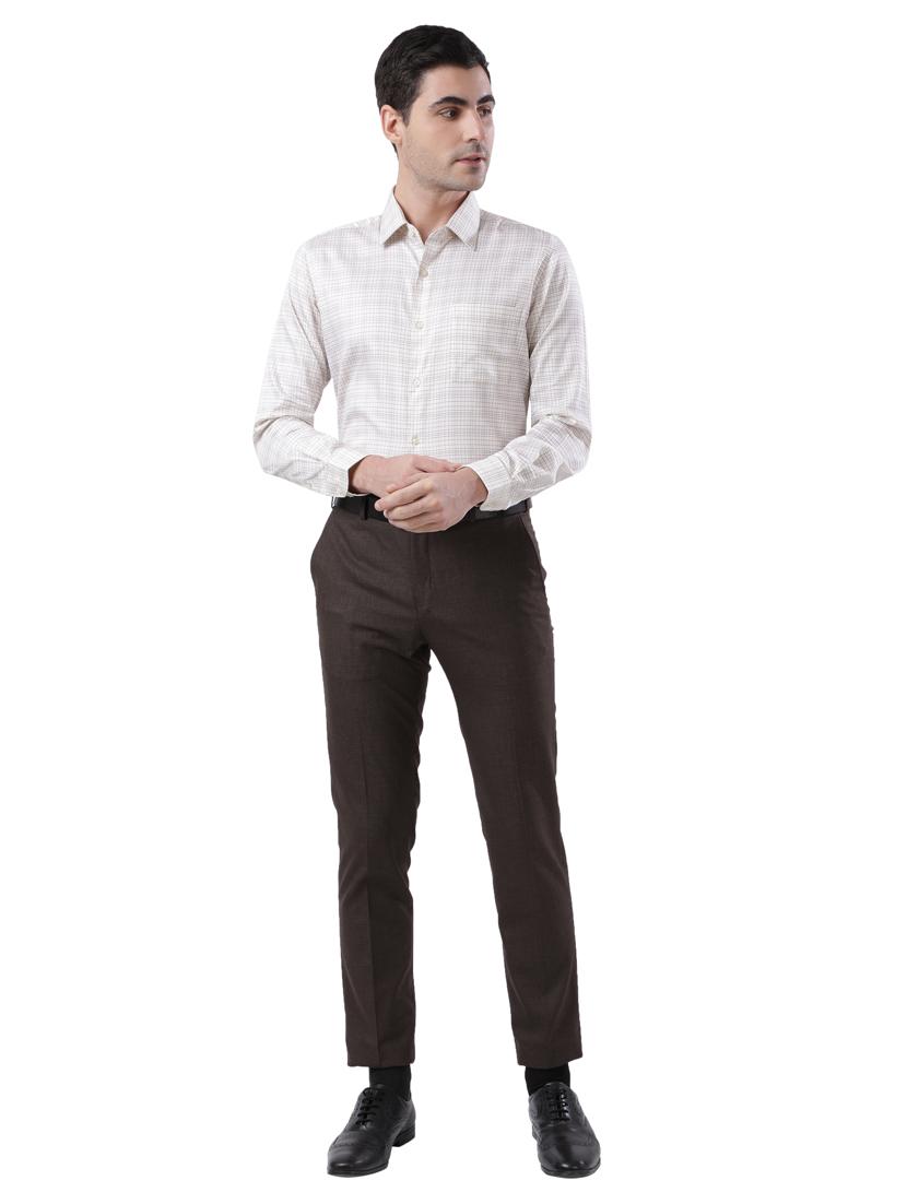 cream checkered formal shirt - 17738029 - Standard Image - 3
