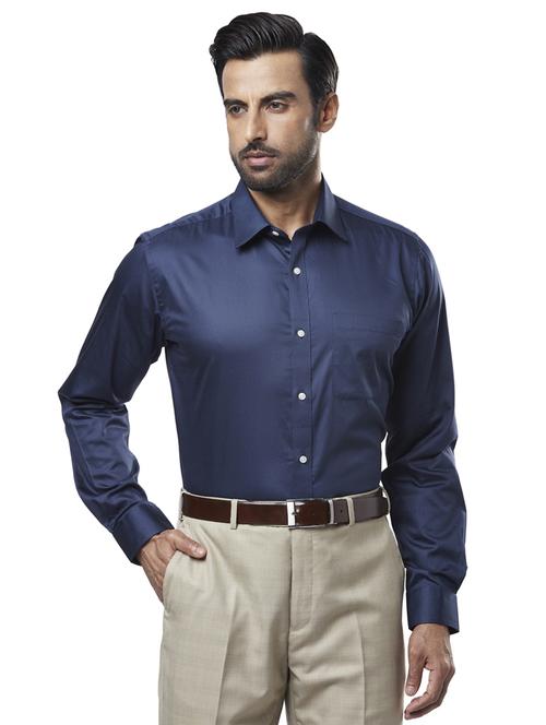 navy blue solid formal shirt - 17738042 - Standard Image - 0