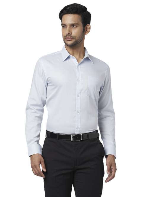 light blue solid formal shirt - 17738077 - Standard Image - 0