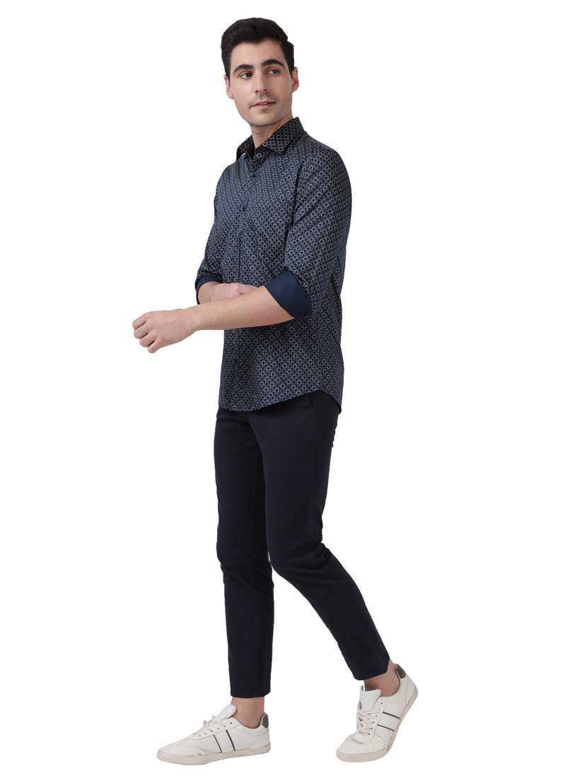 navy blue checkered formal shirt - 17738081 - Standard Image - 3
