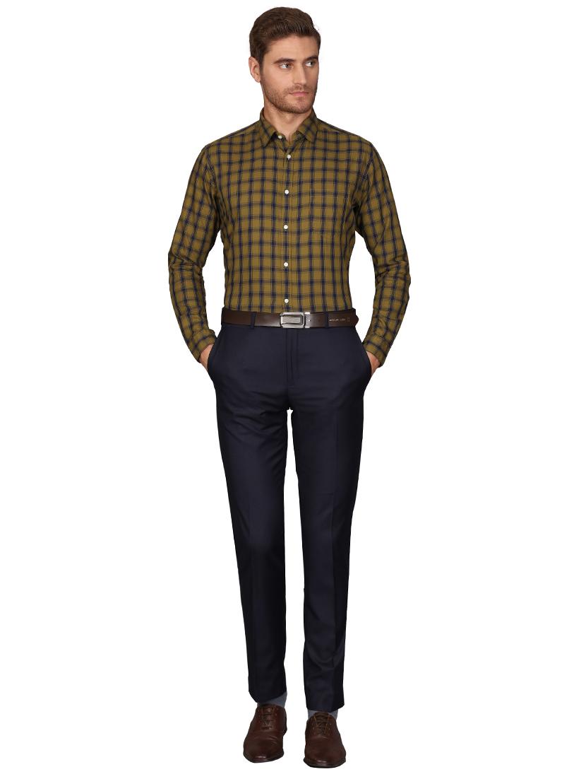 olive green checkered formal shirt - 17738089 - Standard Image - 3