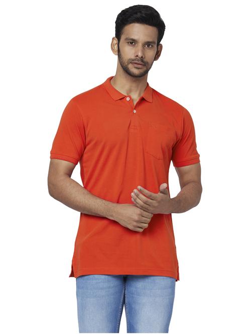 orange solid polo t-shirt - 17738100 - Standard Image - 0
